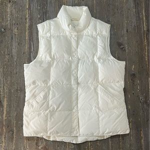 NWOT Lands End Womens Ivory Down Puffer Vest Full Zip Up Button Pockets Size S